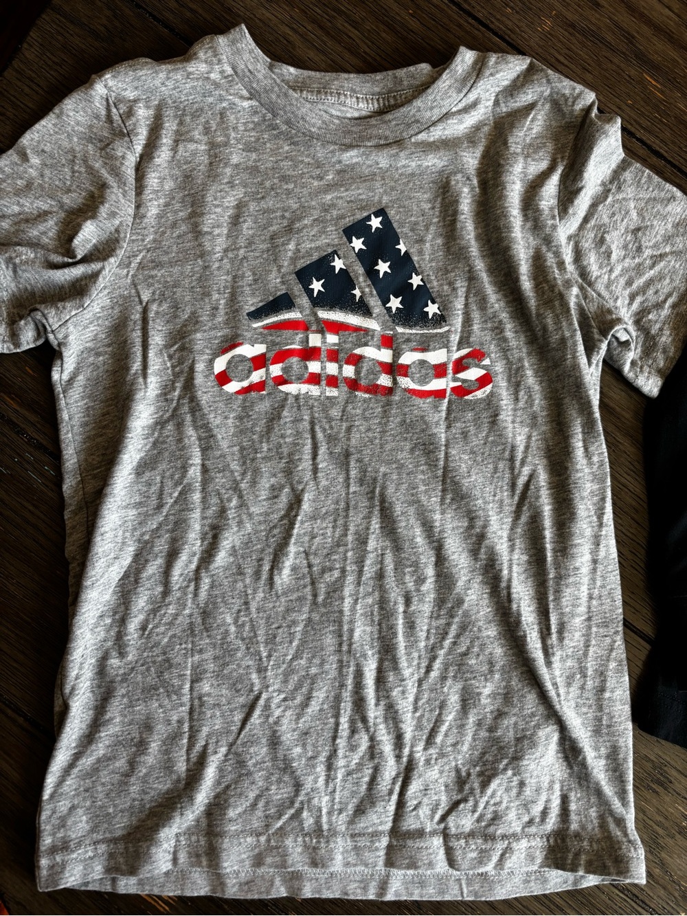 adidas Grey Tee with American Flag Logo